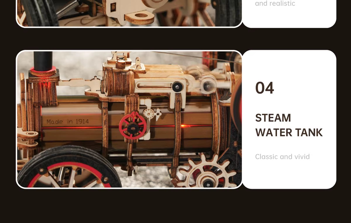 Robotime Rokr Gőzmotoros Traktor 3D Fa Puzzle